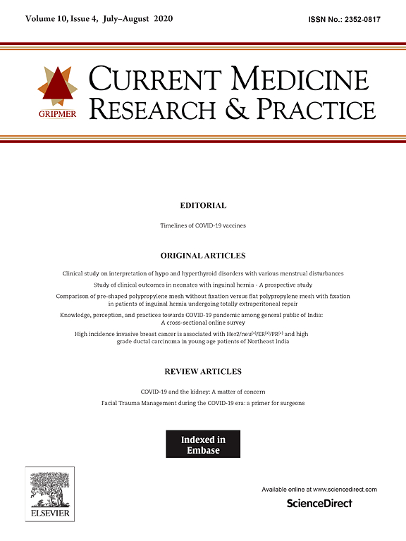 Go to journal home page - Current Medicine Research and Practice